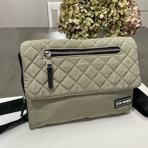 Steve Madden Quilted Messenger Bag in Olive Green